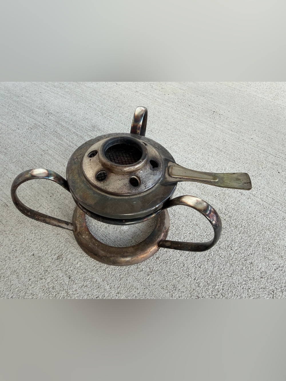 Vintage Swiss Spirit Burner Rechaud Silver Tone FondueHeater Made in Switzerland